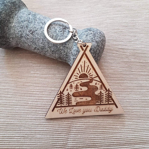 Adventure mountain we love you daddy wooden keyring - Birch and Tides