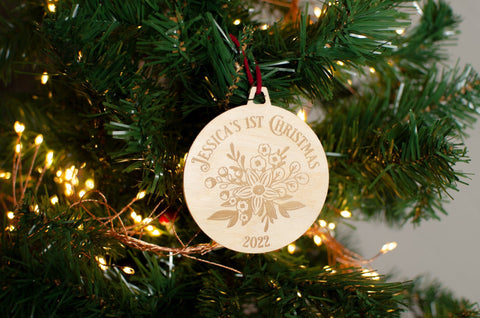 Babies first Christmas engraved wooden ornament - Birch and Tides