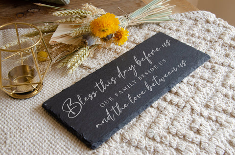 Bless the food engraved slate serving platter - Birch and Tides