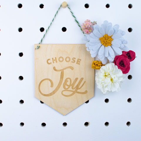 Choose Joy engraved Wooden Banner - Birch and Tides