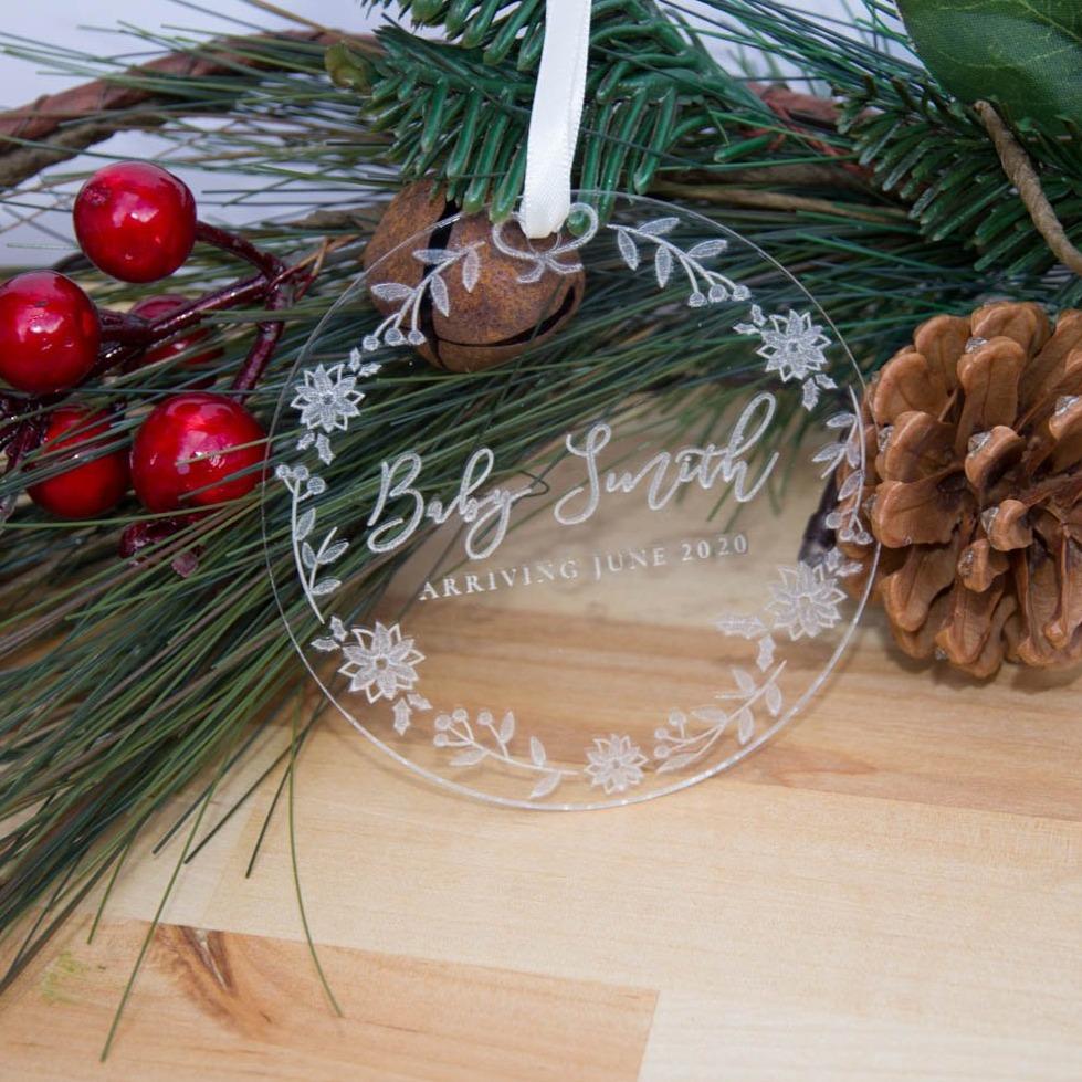 Clear Pregnancy Announcement Christmas ornament
