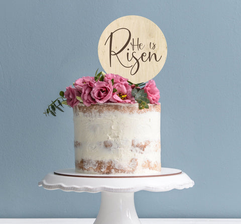 Eco Friendly wooden he is risen easter cake topper - Birch and Tides