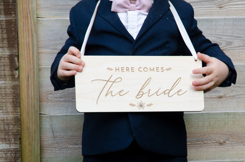 Here comes the Bride Wedding Sign - Birch and Tides