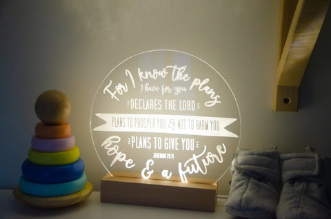 Jeremiah 29:11 I know the plans I have for you light design - Birch and Tides