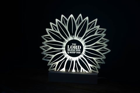 Lord Bless you and keep you sunflower night light design - Birch and Tides