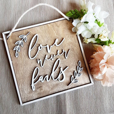 Love never fails wooden wall plaque - Birch and Tides