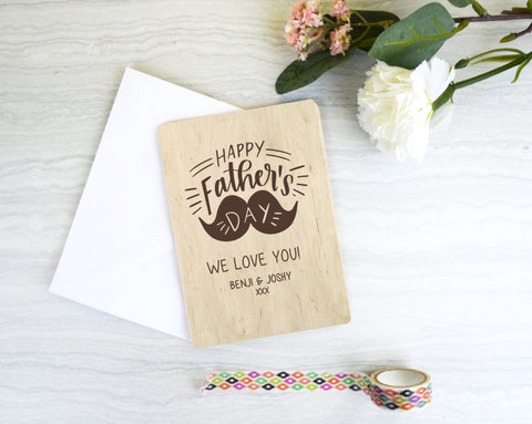 Personalised Fathers Day wooden greeting card - Birch and Tides