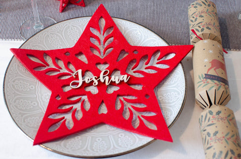 Set of 4 Red Felt star placemats - Birch and Tides