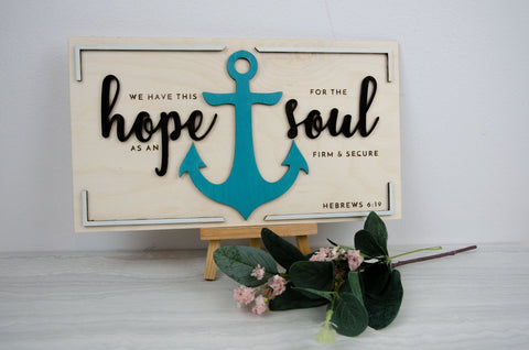 'We Have This Hope' Wooden Anchor Sign - Hebrews 6:19 - Birch and Tides