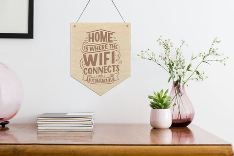 Wifi Home wooden banner wooden banner - Birch and Tides