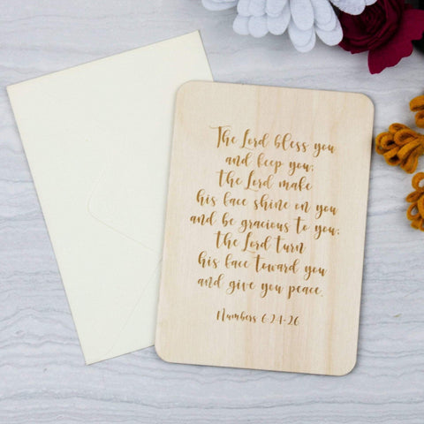 Wooden greeting card Lord bless you and keep you faith card, christening card - Birch and Tides
