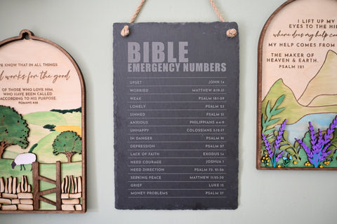 Bible Emergency numbers slate plaque