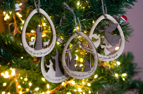 Christmas Story set of 4 ornaments - Birch and Tides