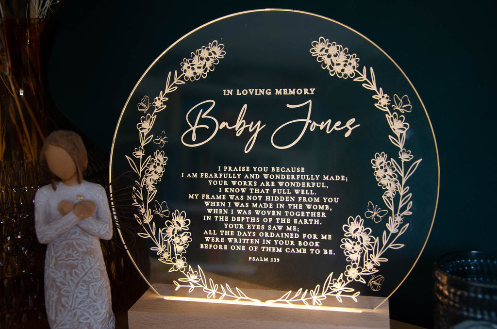 Customisable In loving memory Baby Loss memorial light - Birch and Tides