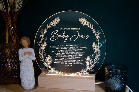 Customisable In loving memory Baby Loss memorial light - Birch and Tides