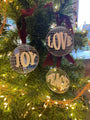 Disco Ball Love, Joy, Peace ornaments