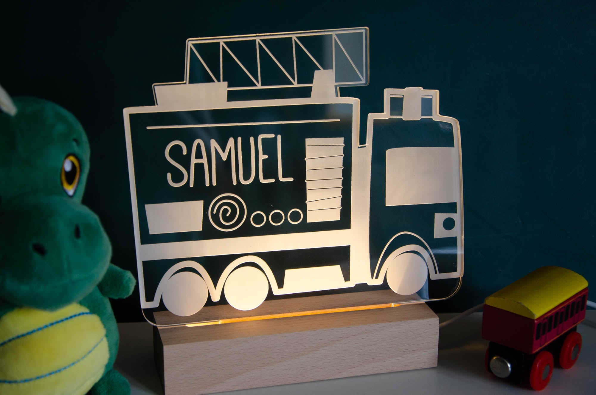Firetruck personalised kids room light