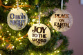 Mirrored Christmas Ornaments set of three. O Holy night, Joy to the world, Peace on Earth