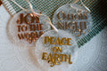 Mirrored Christmas Ornaments set of three. O Holy night, Joy to the world, Peace on Earth