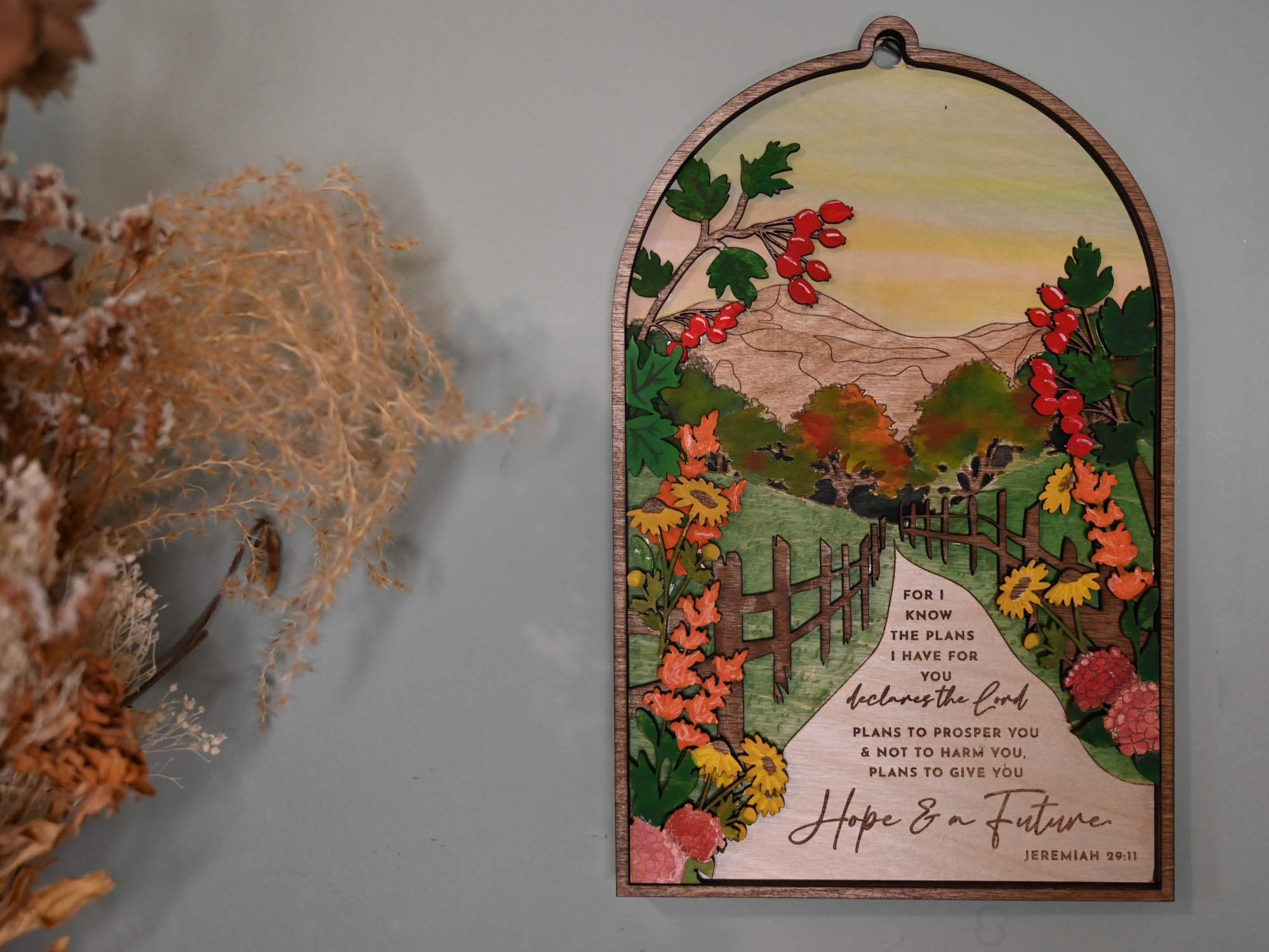 For I know the plans layered sign Jeremiah 29:11