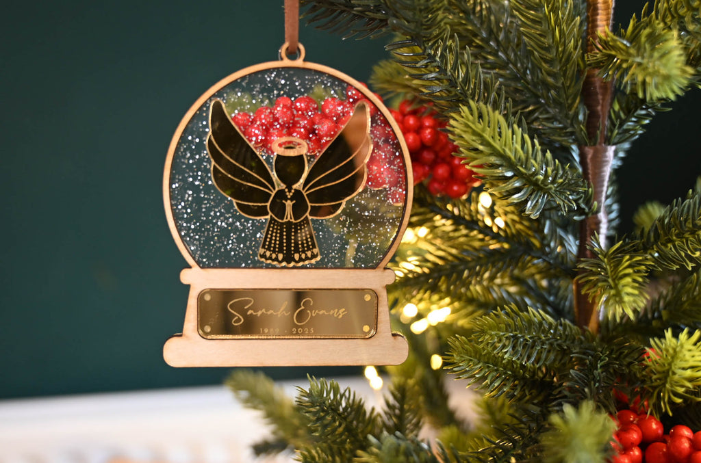 Golden Angel Memorial snowglobe ornament