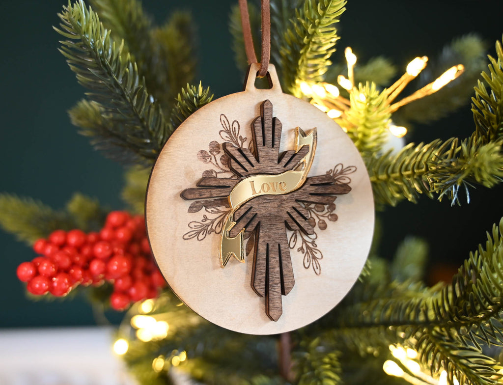 Love cross Christmas Bauble Ornament