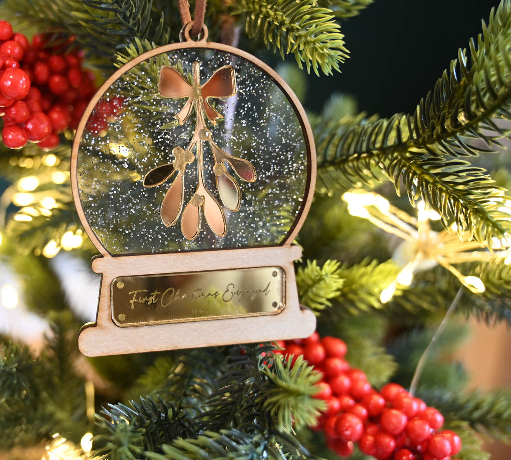 Engaged first Christmas keepsake ornament