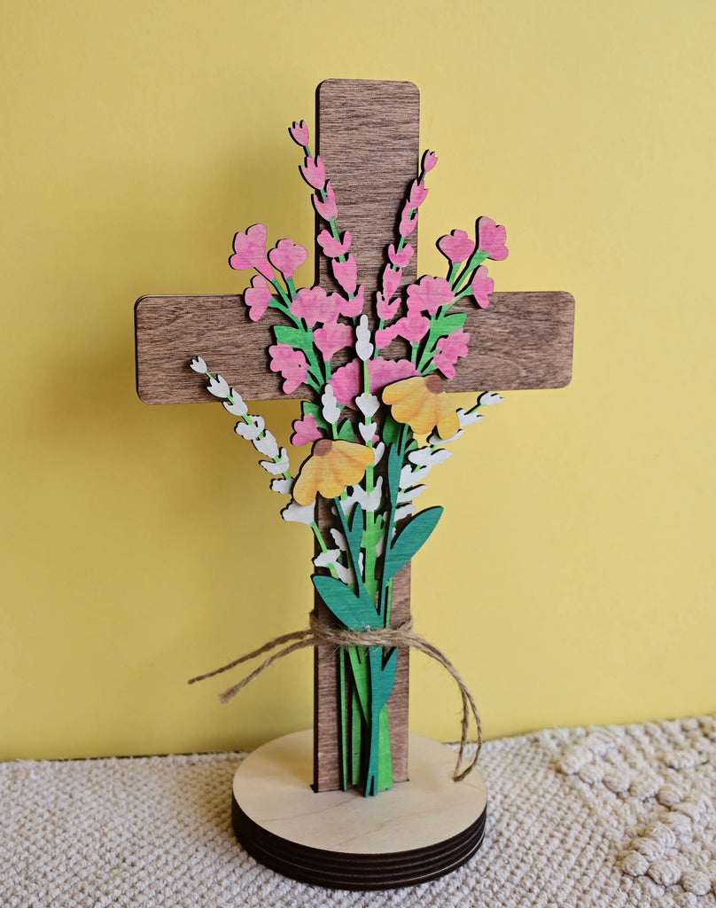 Easter floral cross free standing