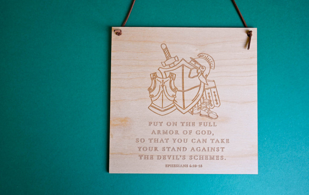 Armour of God Ephesians 6:10-18 wooden square sign