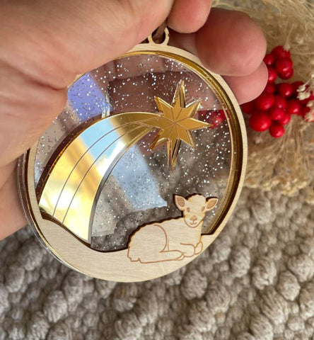 Lamb of God golden star christmas ornament