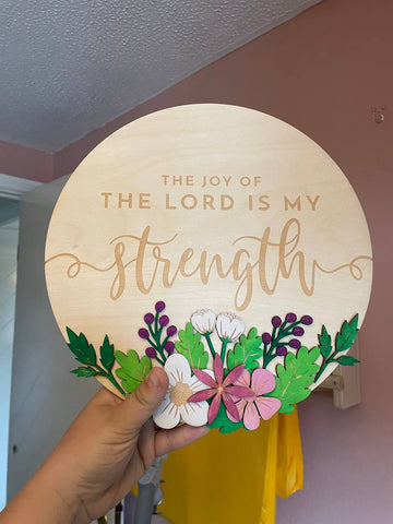 POST READY Christian wooden wall art 'the joy of the lord is my strength' - Birch and Tides