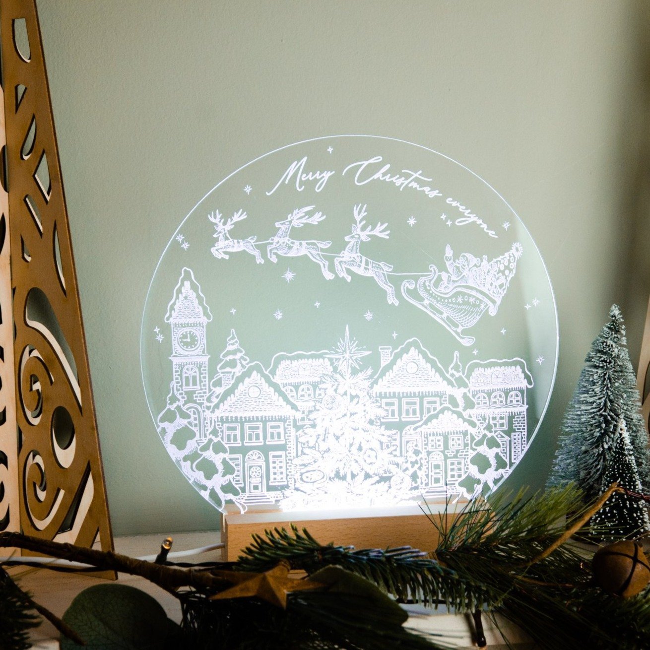 POST READY Christmas Village engraved light design