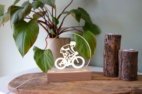 POST READY Cycling bike engraved desk light - Birch and Tides