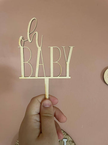 POST READY Oh Baby wooden Birthday cake topper - Birch and Tides