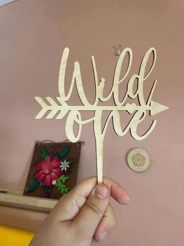 POST READY Wooden Wild one birthday cake topper - Birch and Tides