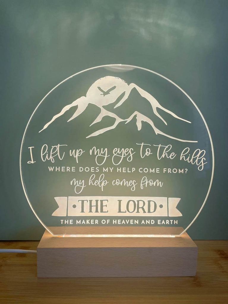 Psalm 121 1 - 2 My help comes from the Lord light design - Birch and Tides