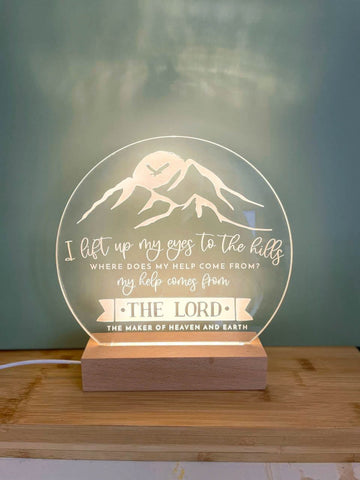 Psalm 121 1 - 2 My help comes from the Lord light design - Birch and Tides