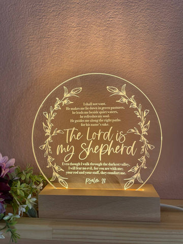 The Lord is my shepherd Psalm 23 light design - Birch and Tides