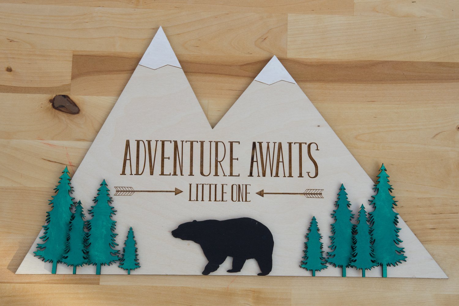 Adventure awaits wooden adventure sign – Birch and Tides