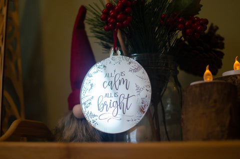 All is Calm, all is Bright Mirror bauble decoration - Birch and Tides