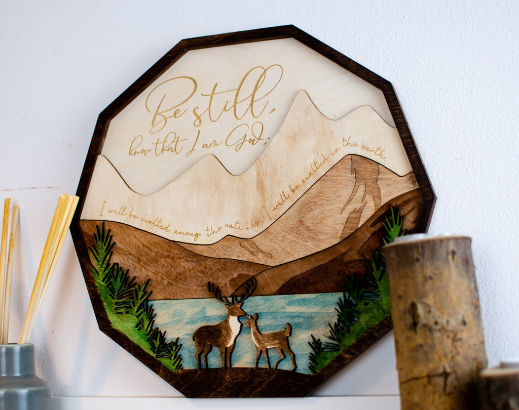 Be Still Psalm 46:10 wooden wall sign - Birch and Tides