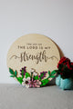 Christian wooden wall art 'the joy of the lord is my strength'