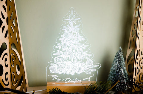Christmas Tree engraved light design - Birch and Tides