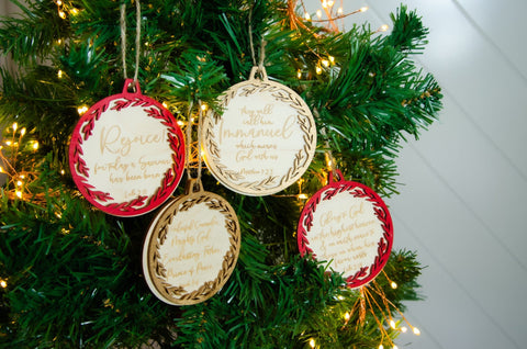 Christmas verse bauble ornament set