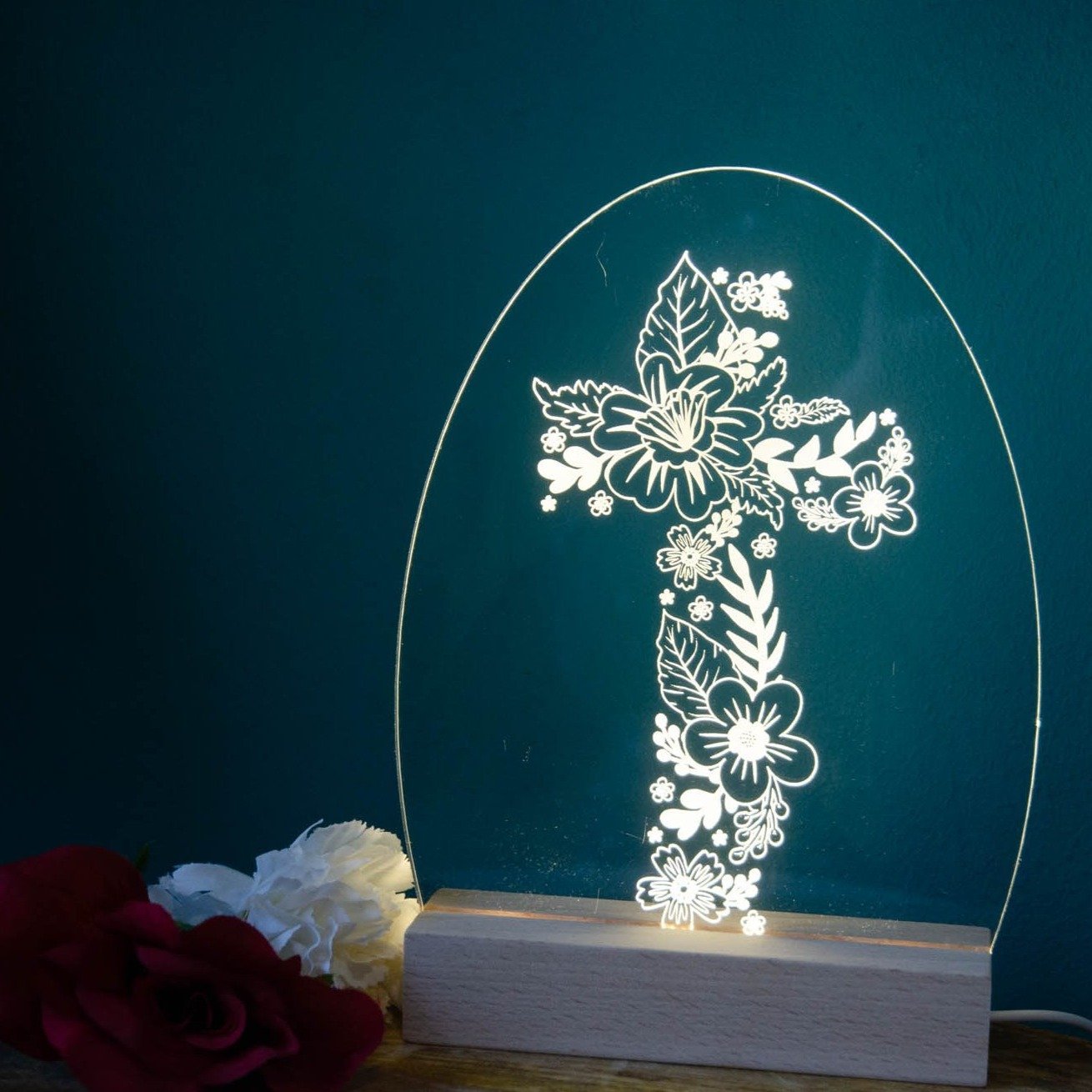 Cross of Flowers night light design