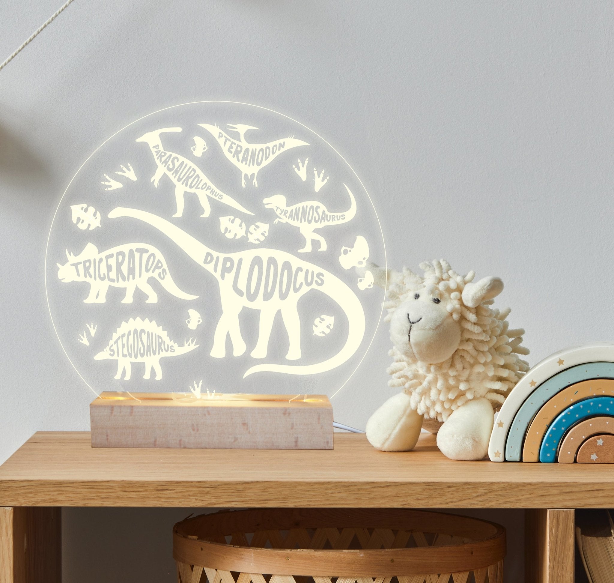 Dinosaur name night light