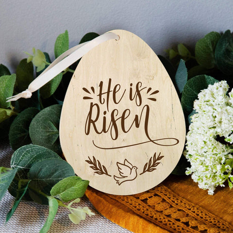 Easter He is risen wooden decoration - Birch and Tides