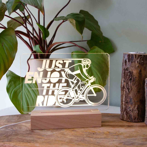 Enjoy the ride Cycling bike engraved desk light - Birch and Tides