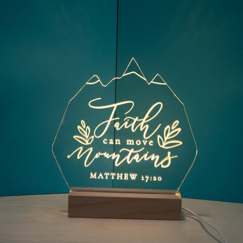 Faith can move mountains night light design - Birch and Tides