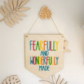 Fearfully & Wonderfully made Wooden colourful Banner